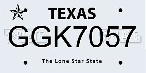 GGK7057 Texas License Plate