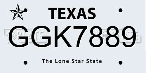 GGK7889 Texas License Plate