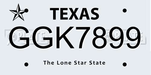 GGK7899 Texas License Plate