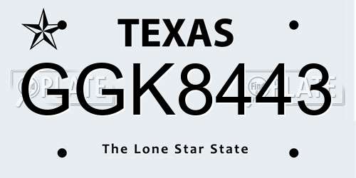 GGK8443 Texas License Plate