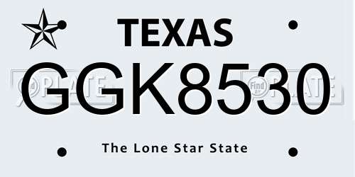 GGK8530 Texas License Plate