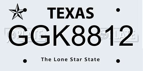 GGK8812 Texas License Plate