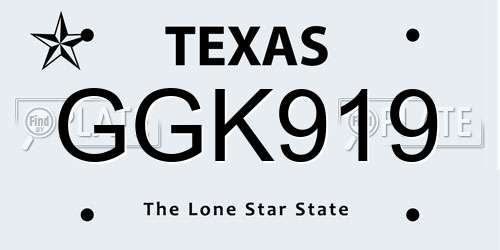GGK919 Texas License Plate