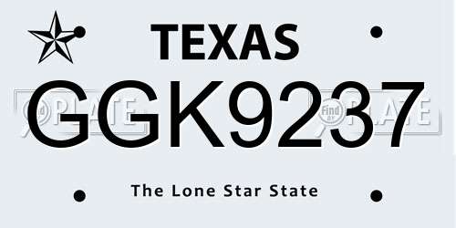 GGK9237 Texas License Plate