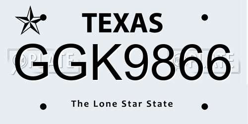 GGK9866 Texas License Plate