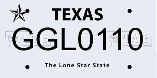 GGL0110 Texas License Plate