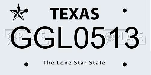 GGL0513 Texas License Plate