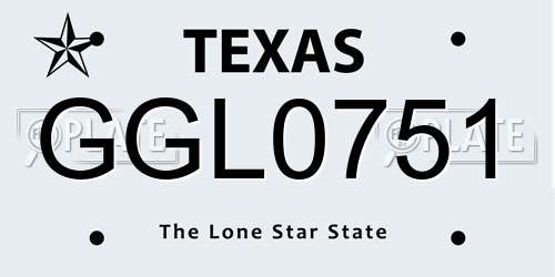 GGL0751 Texas License Plate