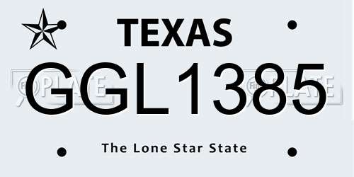 GGL1385 Texas License Plate