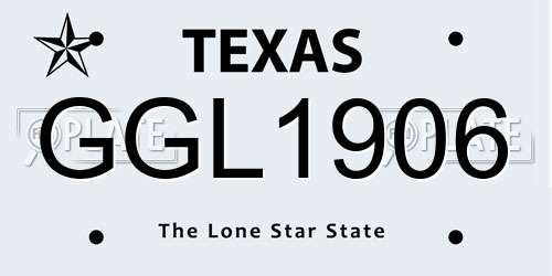 GGL1906 Texas License Plate