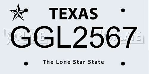GGL2567 Texas License Plate