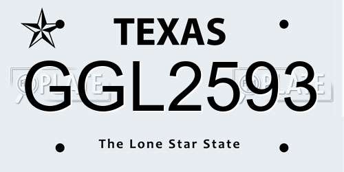 GGL2593 Texas License Plate