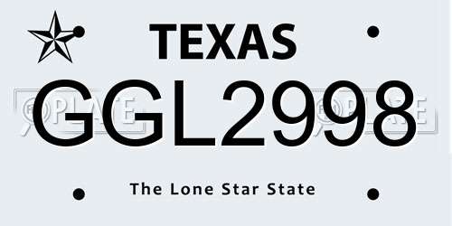 GGL2998 Texas License Plate