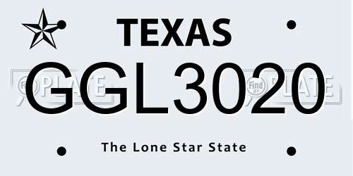GGL3020 Texas License Plate