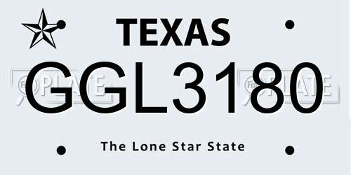 GGL3180 Texas License Plate