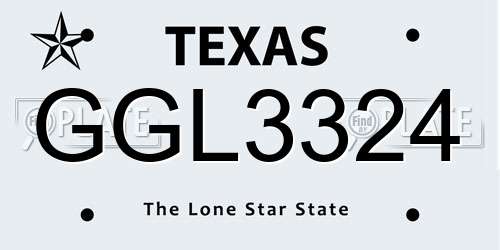 GGL3324 Texas License Plate