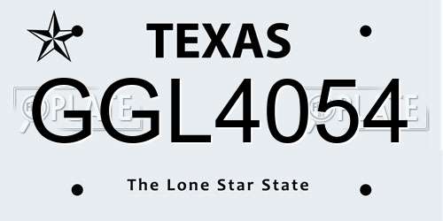 GGL4054 Texas License Plate