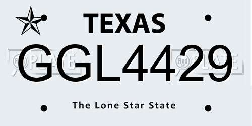 GGL4429 Texas License Plate