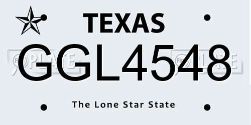 GGL4548 Texas License Plate