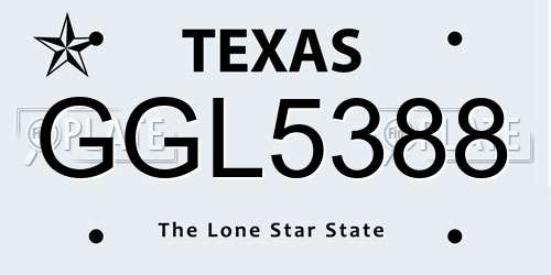 GGL5388 Texas License Plate
