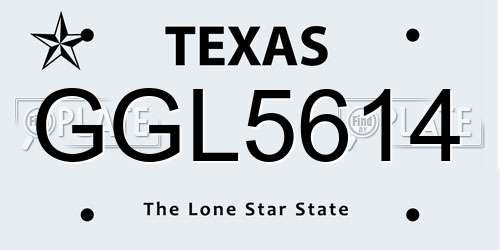 GGL5614 Texas License Plate