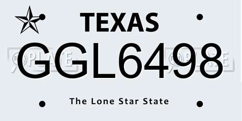 GGL6498 Texas License Plate