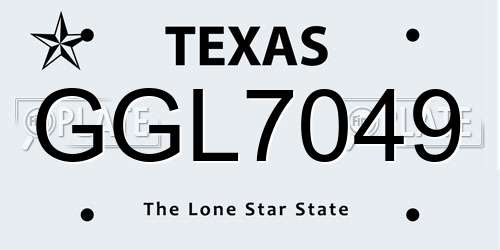 GGL7049 Texas License Plate