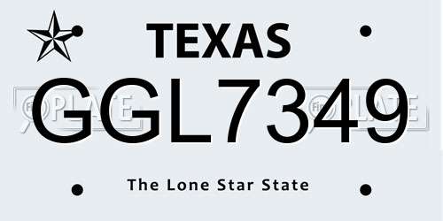 GGL7349 Texas License Plate