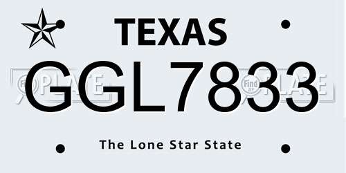 GGL7833 Texas License Plate