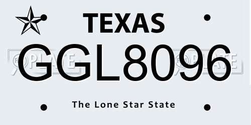 GGL8096 Texas License Plate