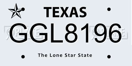 GGL8196 Texas License Plate