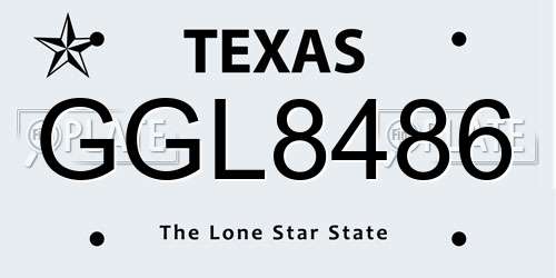GGL8486 Texas License Plate