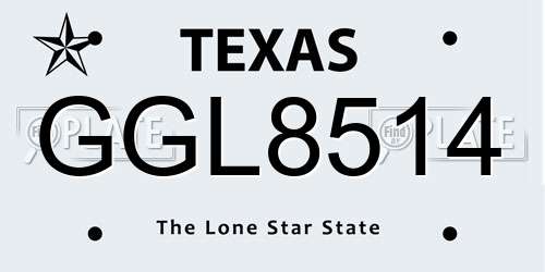 GGL8514 Texas License Plate
