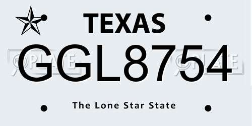 GGL8754 Texas License Plate
