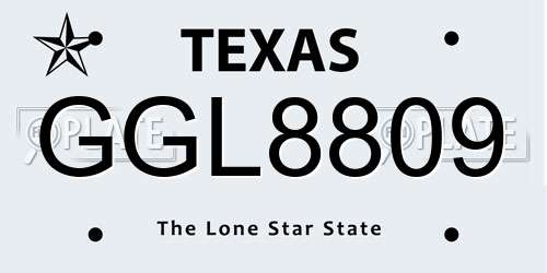 GGL8809 Texas License Plate
