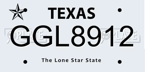 GGL8912 Texas License Plate