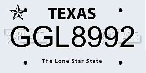 GGL8992 Texas License Plate
