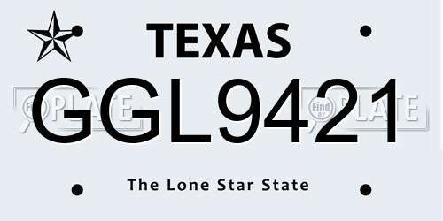 GGL9421 Texas License Plate
