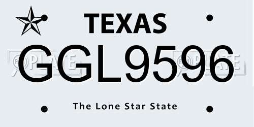 GGL9596 Texas License Plate