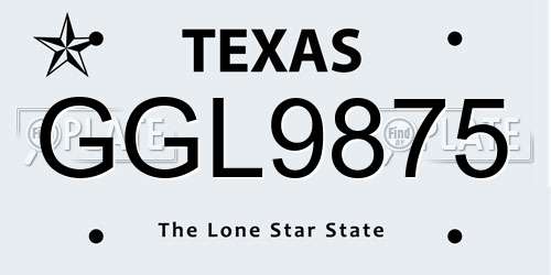 GGL9875 Texas License Plate