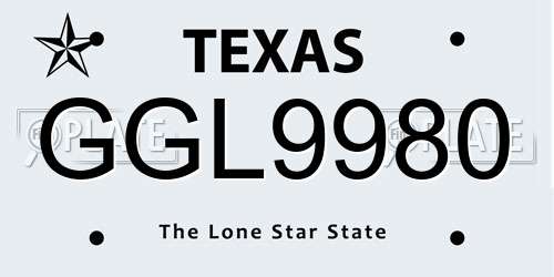 GGL9980 Texas License Plate