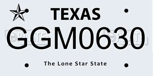 GGM0630 Texas License Plate