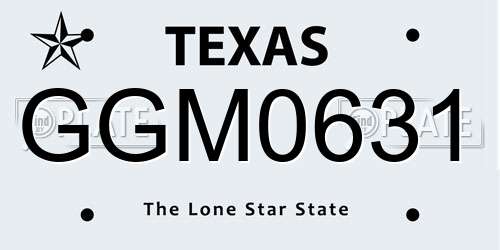GGM0631 Texas License Plate