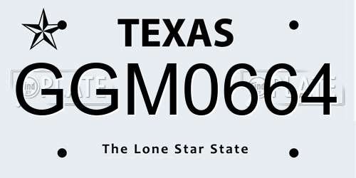 GGM0664 Texas License Plate