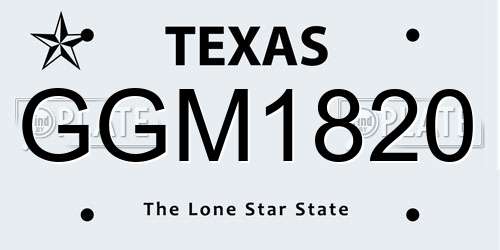 GGM1820 Texas License Plate