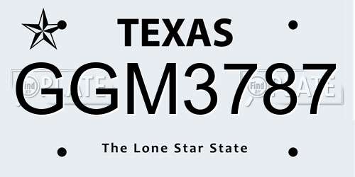 GGM3787 Texas License Plate