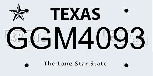 GGM4093 Texas License Plate