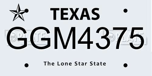 GGM4375 Texas License Plate