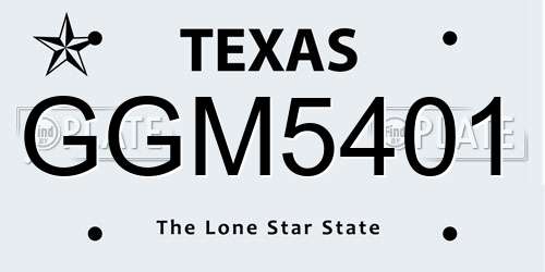 GGM5401 Texas License Plate