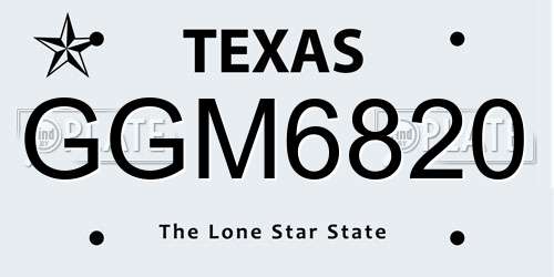 GGM6820 Texas License Plate